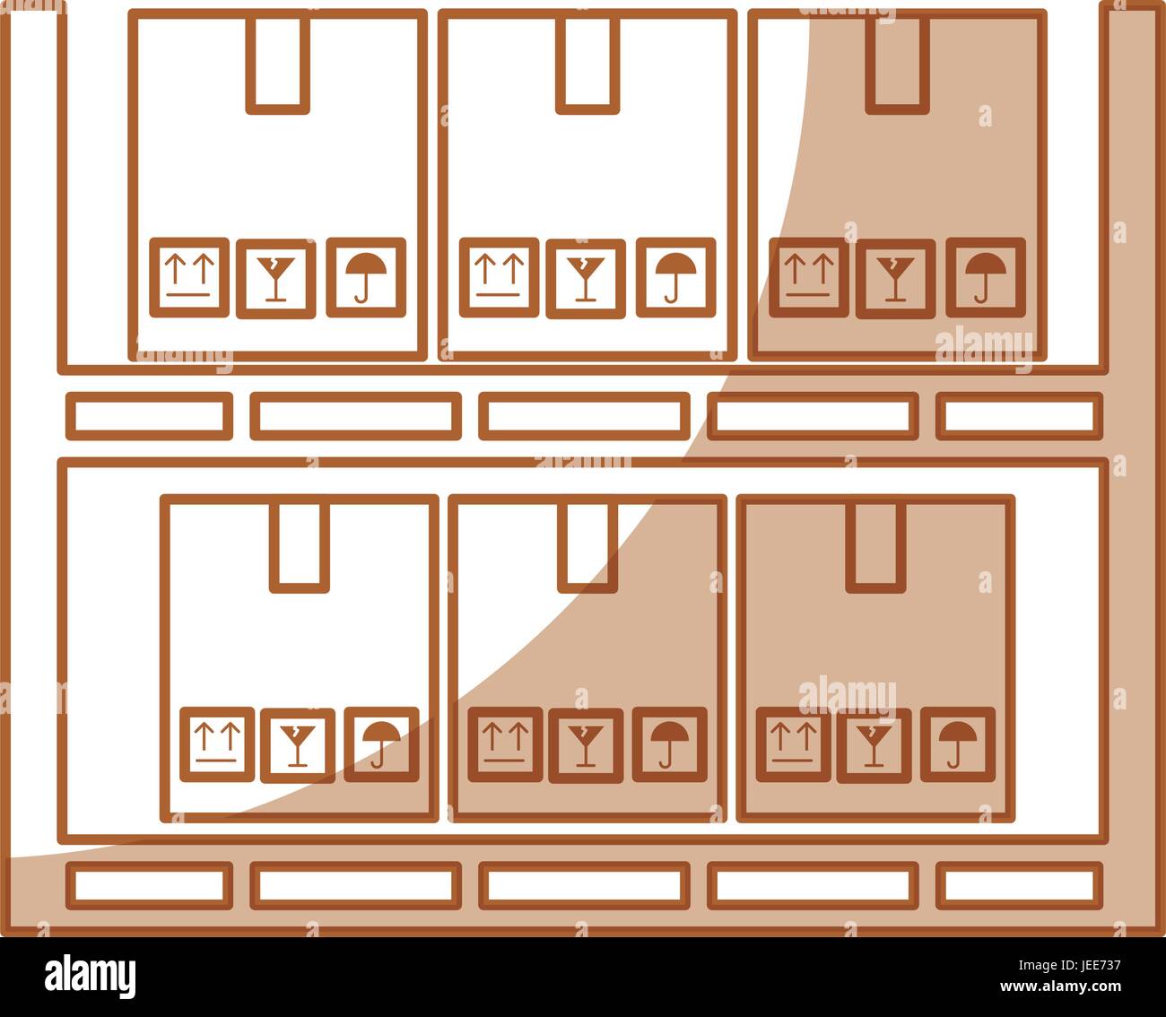 pile boxes carton in shelf delivery icon Stock Vector