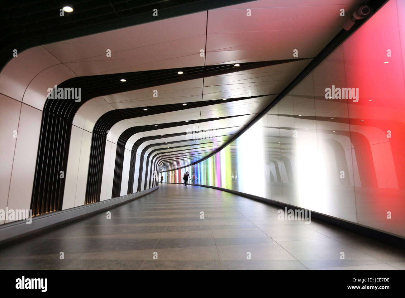 New passenger tunnel linking Kings Cross Underground station to the new St Pancras Square office development. Home to Google's new London HQ. Stock Photo