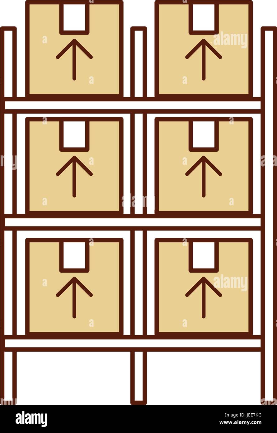 pile boxes carton in shelf delivery icon Stock Vector