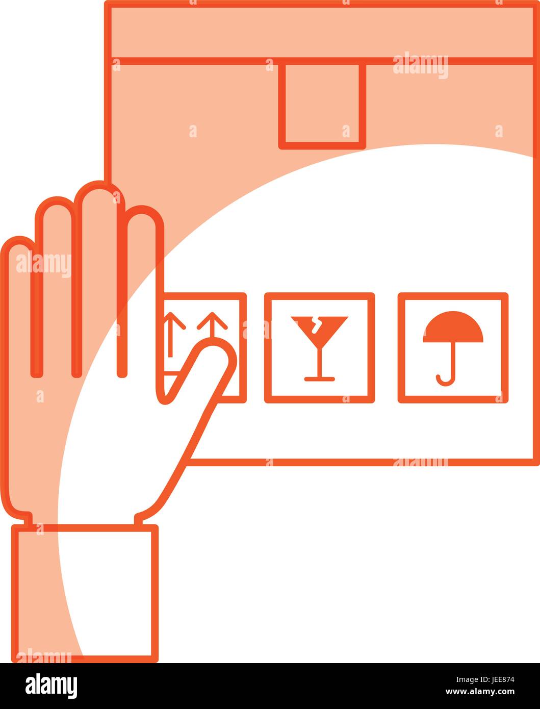 hand human with box carton delivery icon Stock Vector Image & Art - Alamy