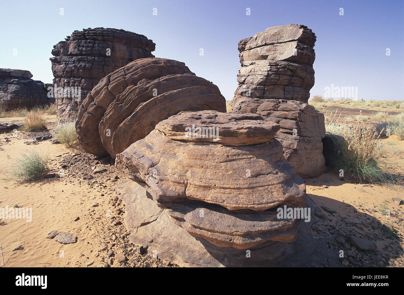 Mauritania, desert, sandstone formations, Africa, West Africa, scenery, deserted, nature, rock, sandstone rock, sandstone, formations, bile formations, erosion, geology, Stock Photo
