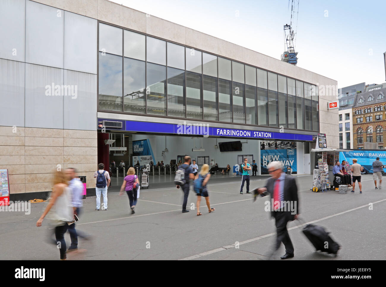 The new entrance and ticket hall at Farringdon Station, London, UK Stock Photo