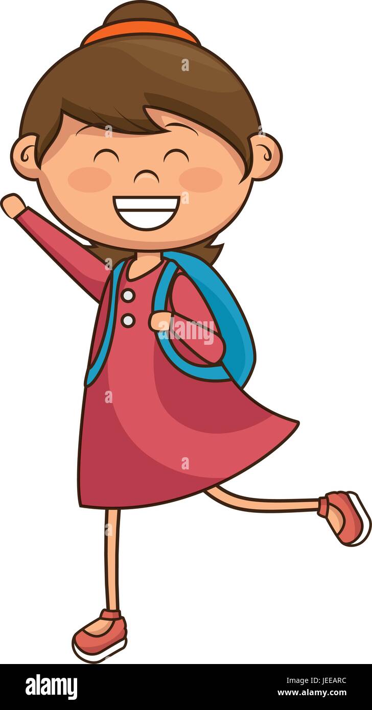cute little girl with school bag character vector illustration design ...
