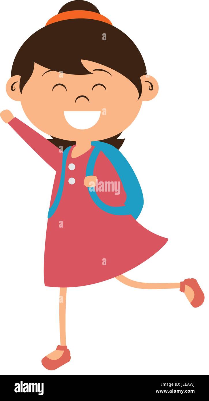 cute little girl with school bag character vector illustration design ...
