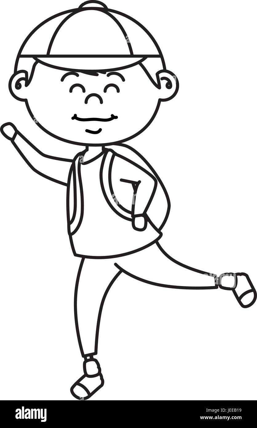 cute little boy with bag school character vector illustration design Stock Vector