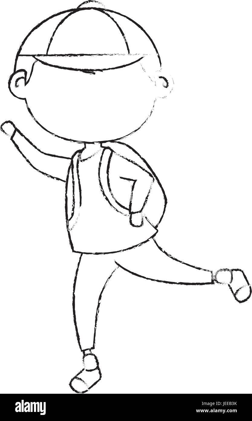 cute little boy with bag school character vector illustration design Stock Vector