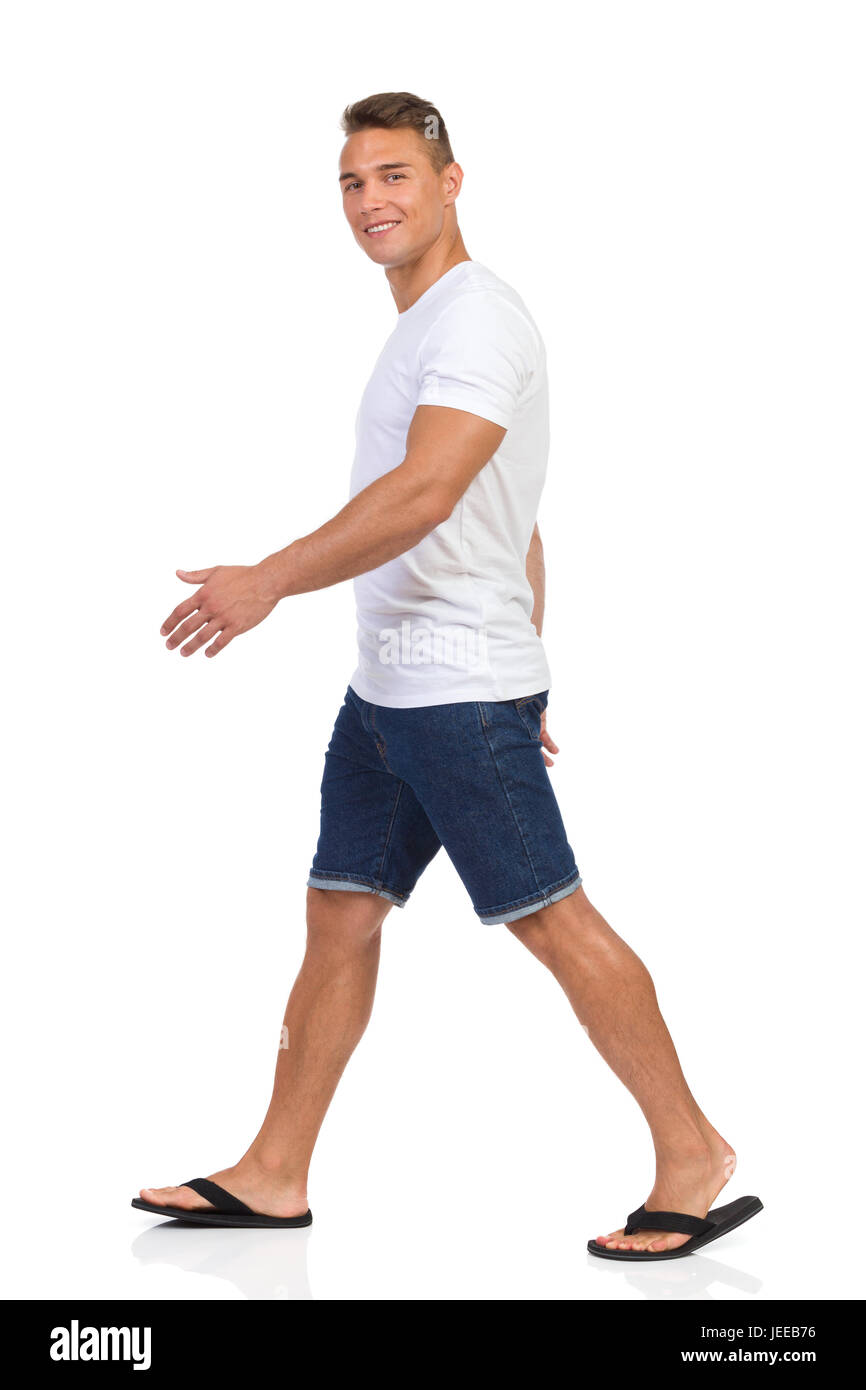 young men jean shorts