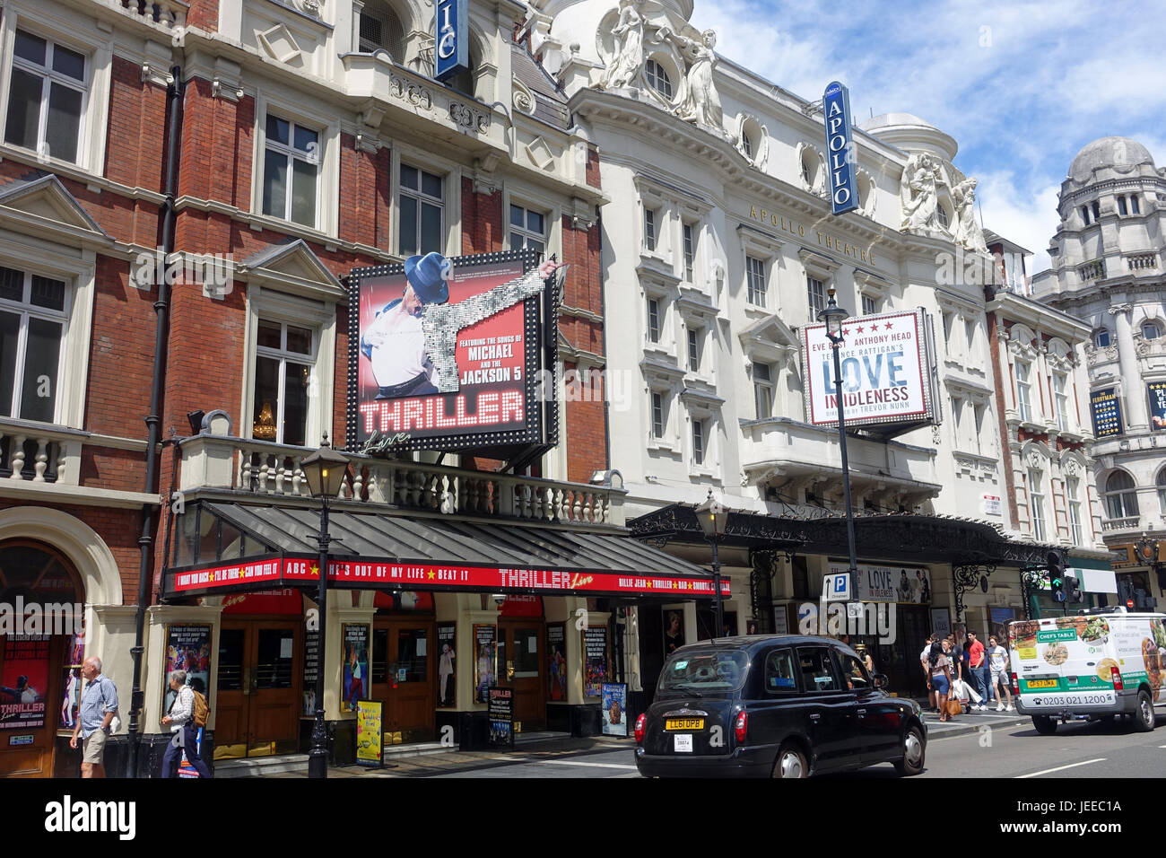 Front view of The Apollo and Lyric Theatres on Shaftesbury Avenue in ...