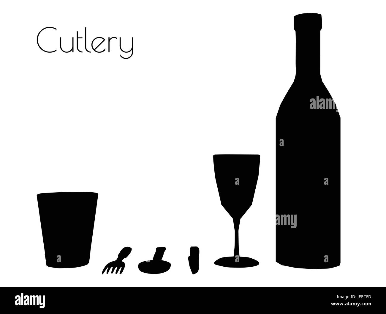 EPS 10 vector illustration of Cutlery silhouette on white background ...