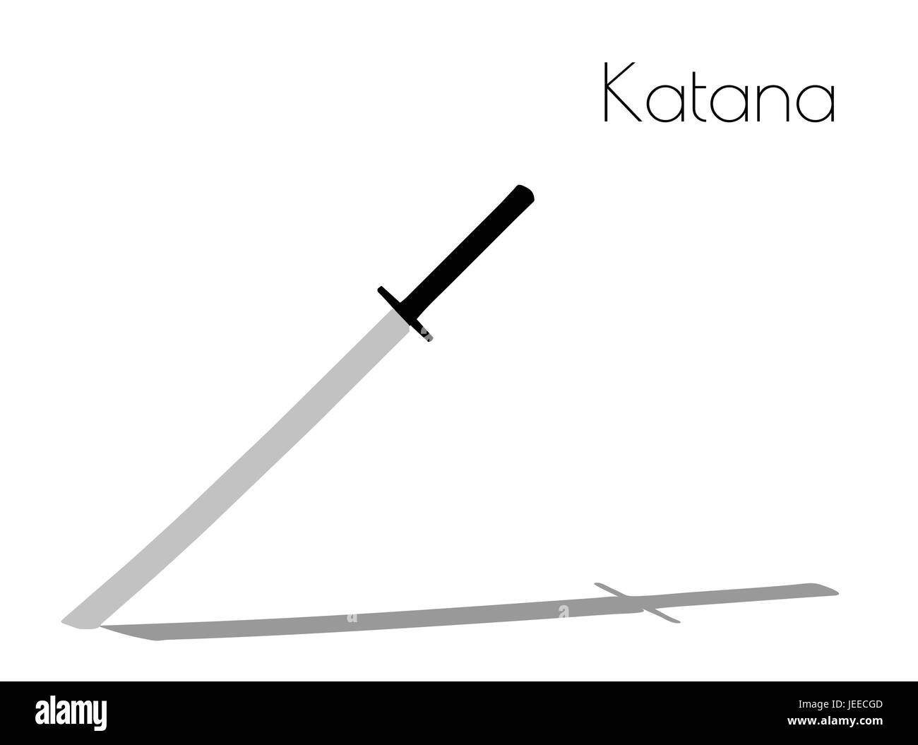 EPS 10 vector illustration of Katana silhouette on white background Stock Vector
