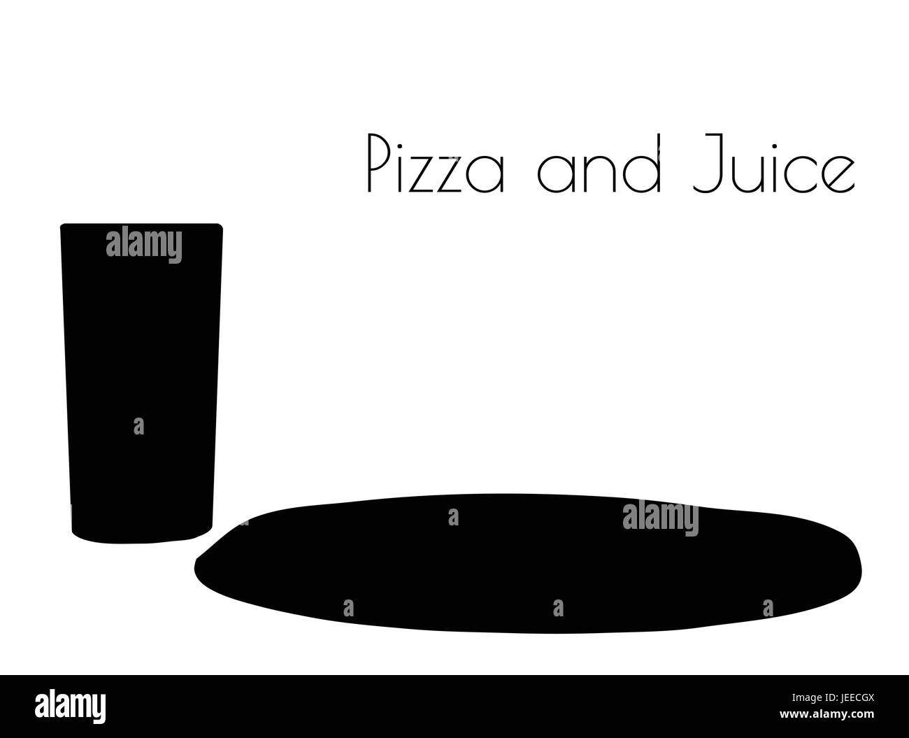 EPS 10 vector illustration of Pizza and Juice silhouette on white background Stock Vector