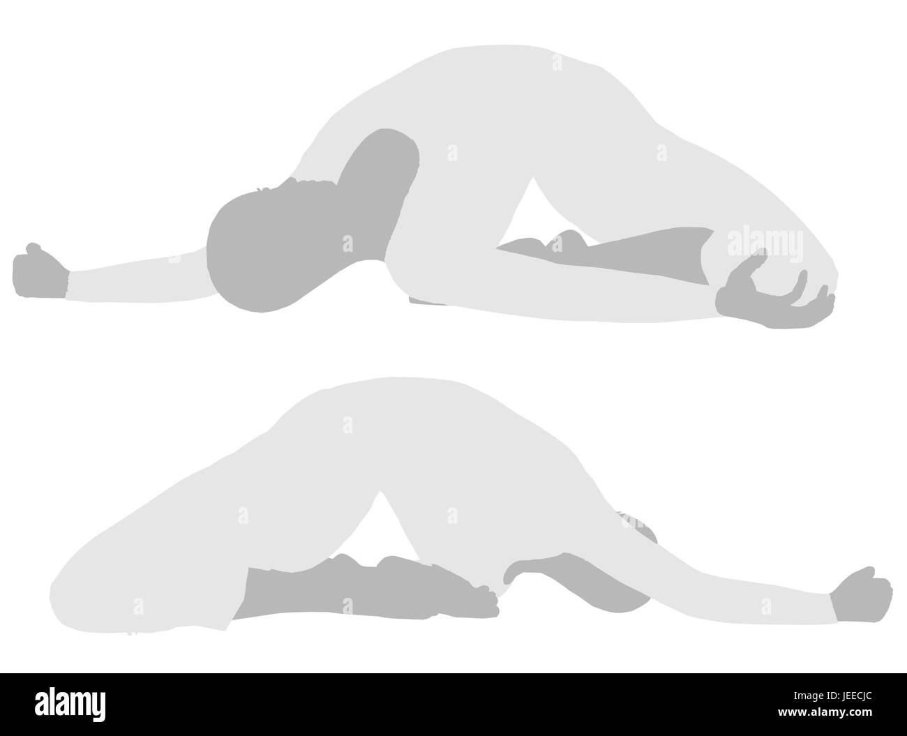 EPS 10 vector illustration of woman silhouette in Collapsed Backwards Pose Stock Vector