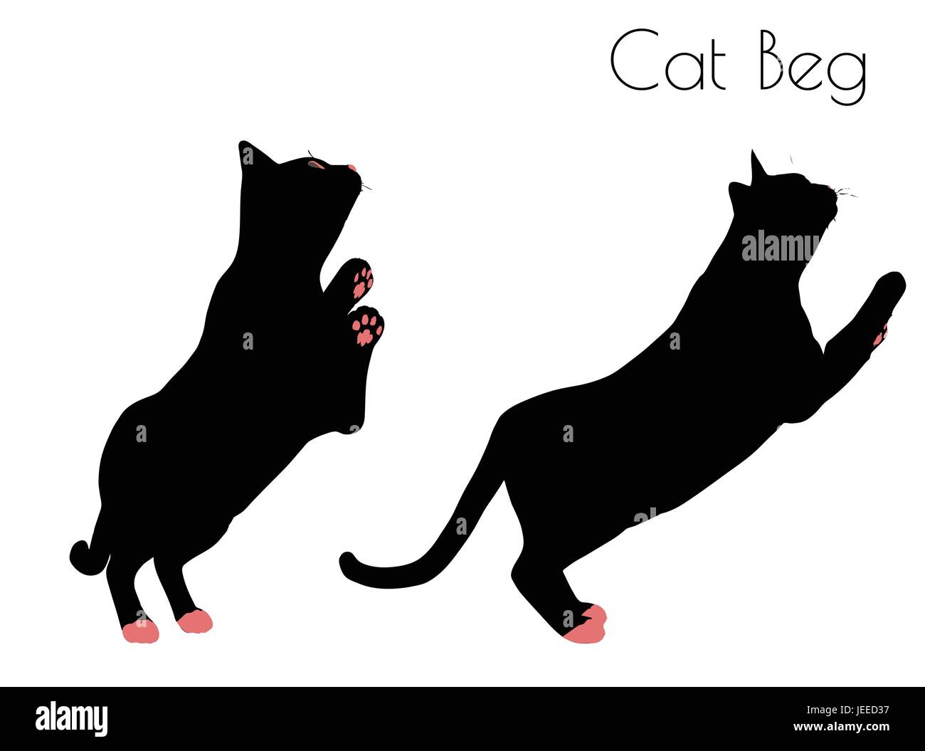 EPS 10 vector illustration of cat silhouette in Beg Pose Stock Vector