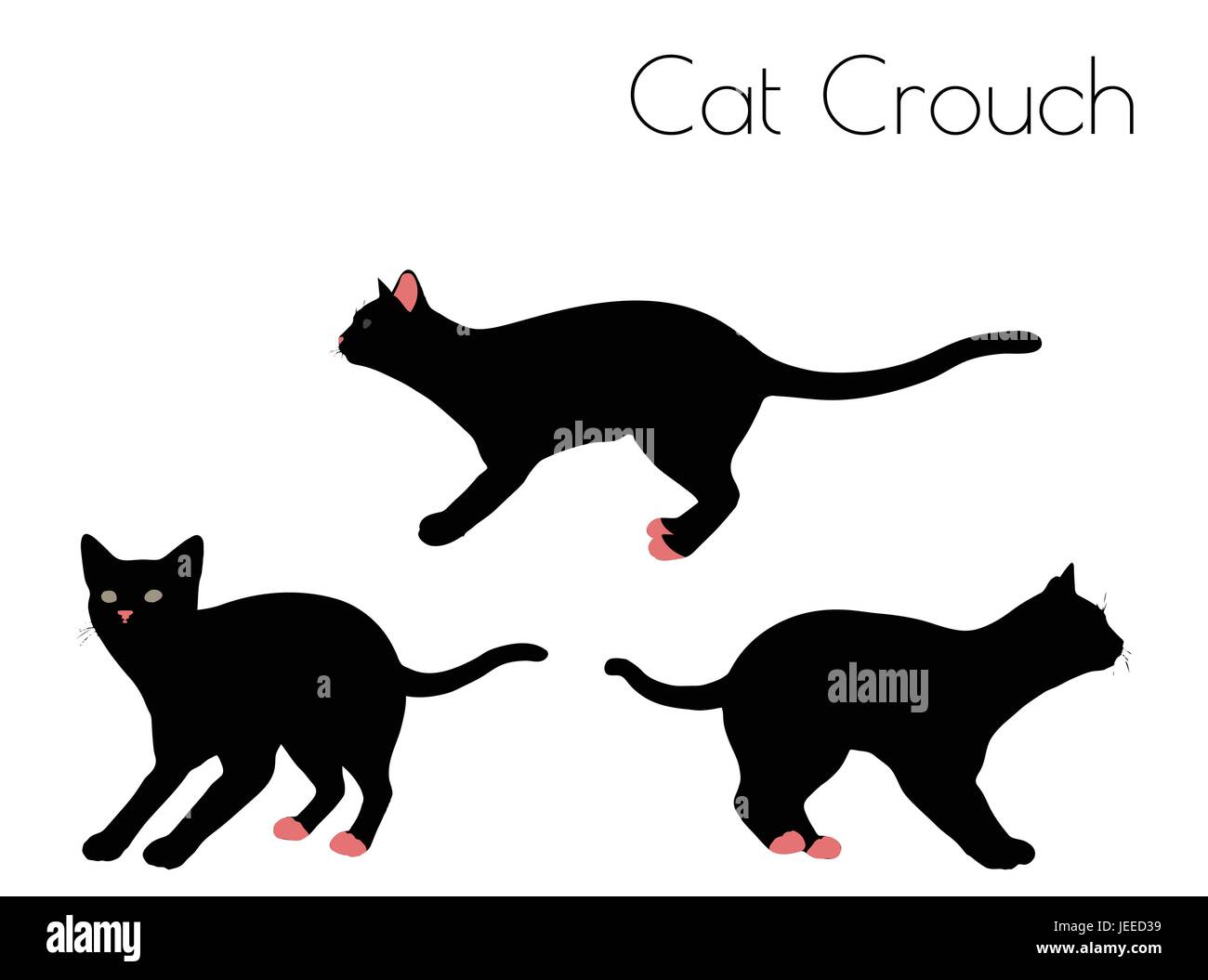EPS 10 vector illustration of cat silhouette in Crouch Pose Stock Vector