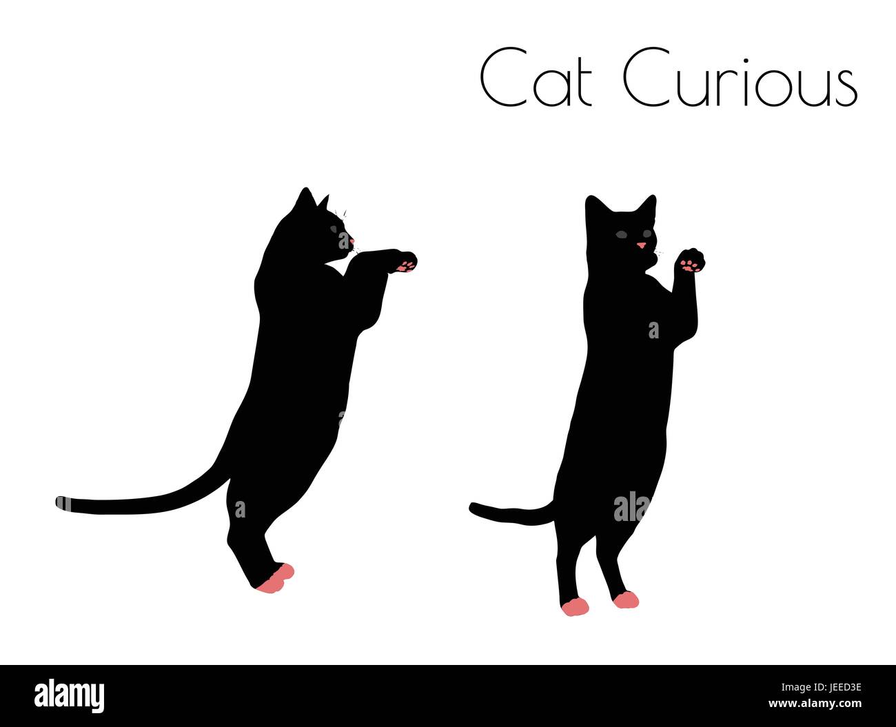 EPS 10 vector illustration of cat silhouette in Curious Pose Stock Vector