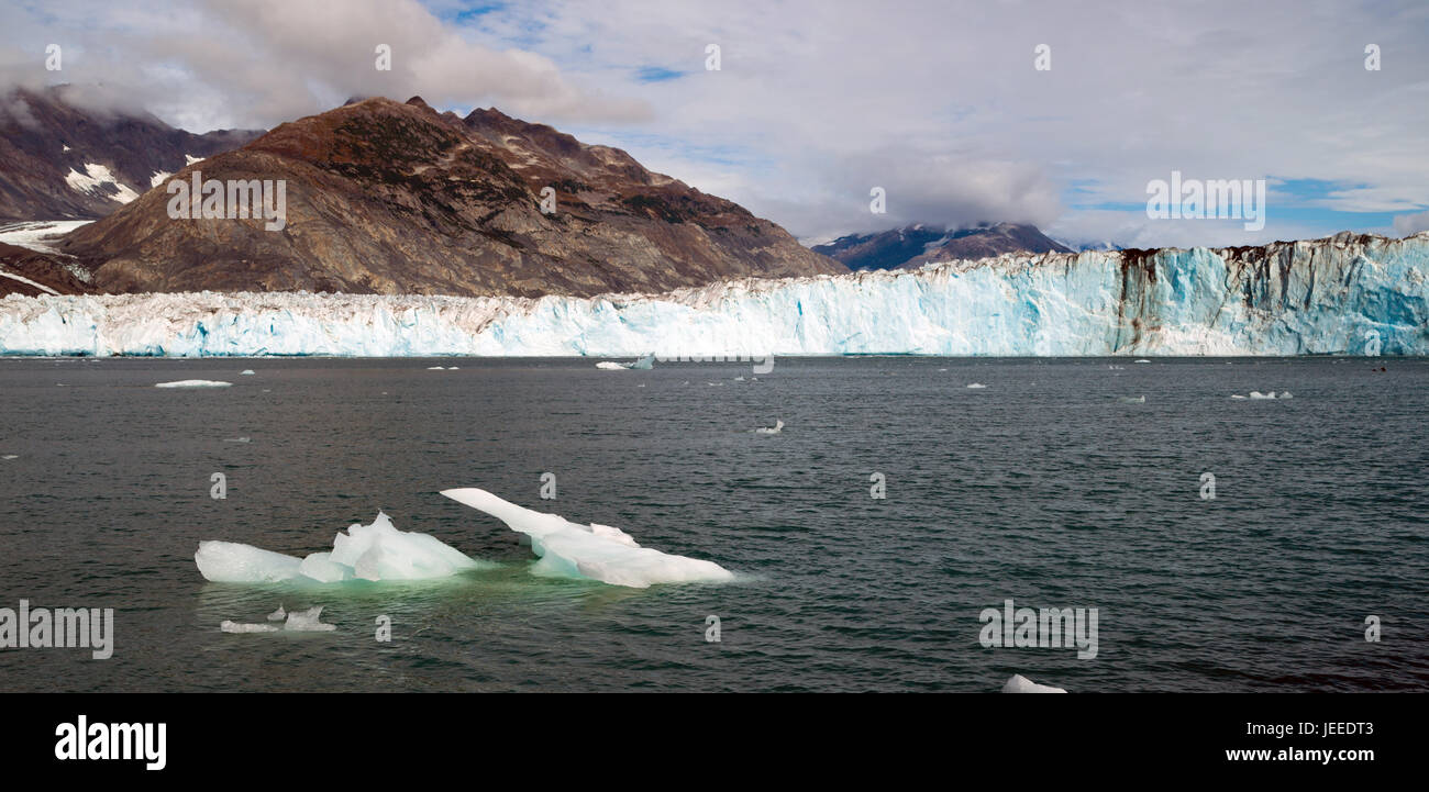 The Aialik Glacier flows in to a bay of the same name drains the Harding Ice Field Stock Photo