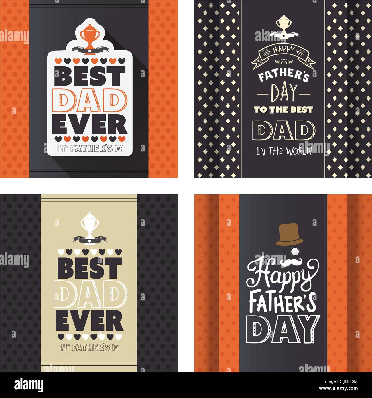 Vector set of greeting card of fathers day Stock Vector