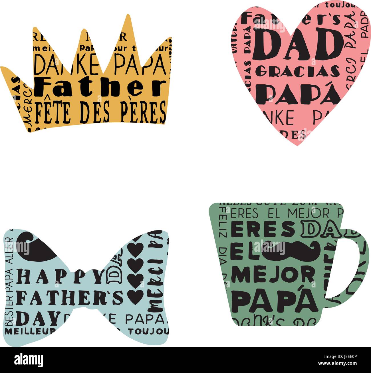 Vector set of various shape with fathers day message Stock Vector