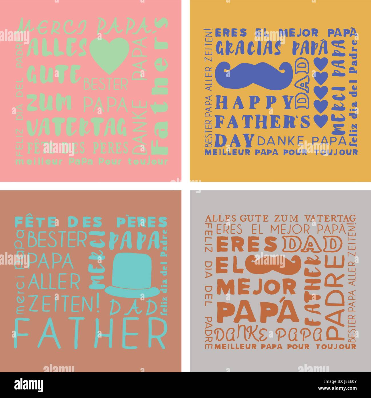 Vector set of greeting card of fathers day Stock Vector