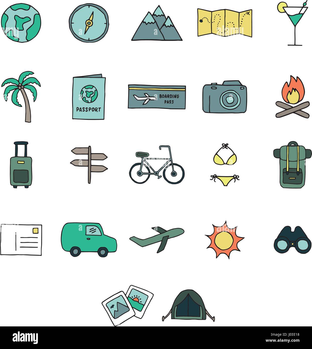 Vector set of various travel icon Stock Vector