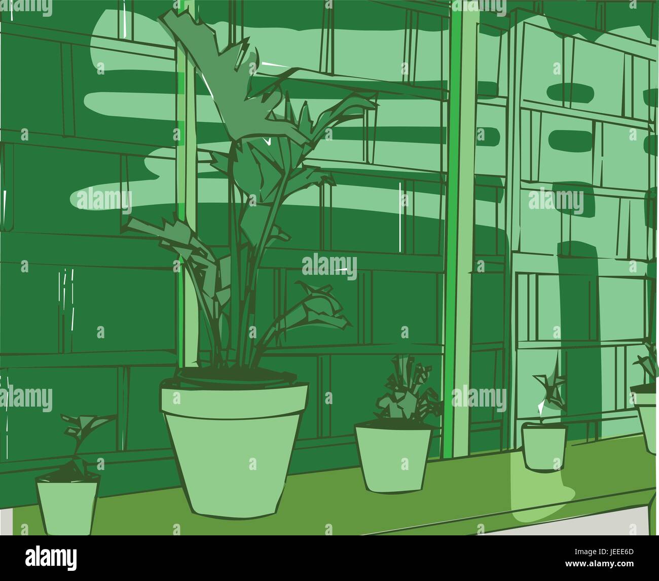 Illustration of plants near window Stock Vector Image & Art - Alamy