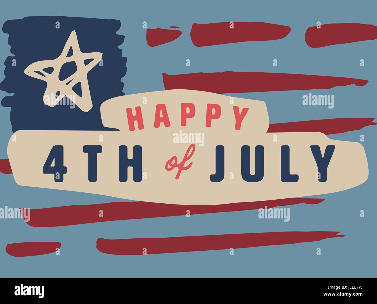 Greeting card with fourth of july message Stock Vector