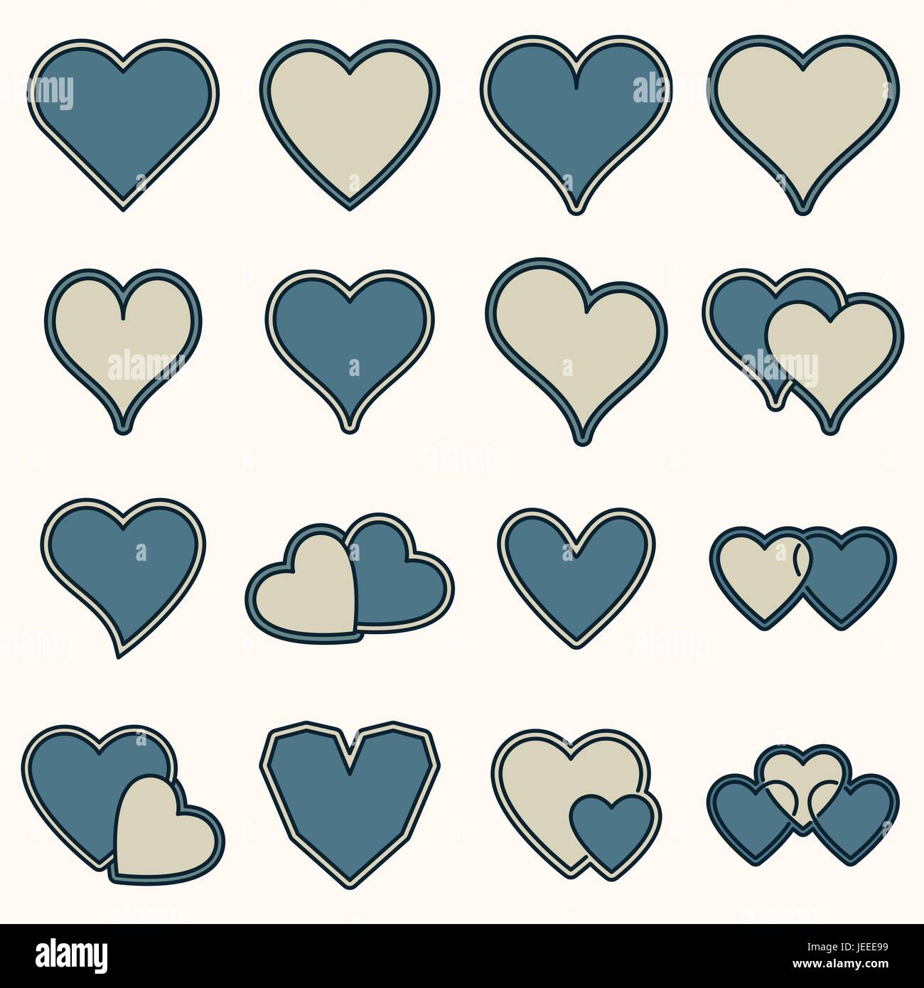 Heart shape icons against white background Stock Vector