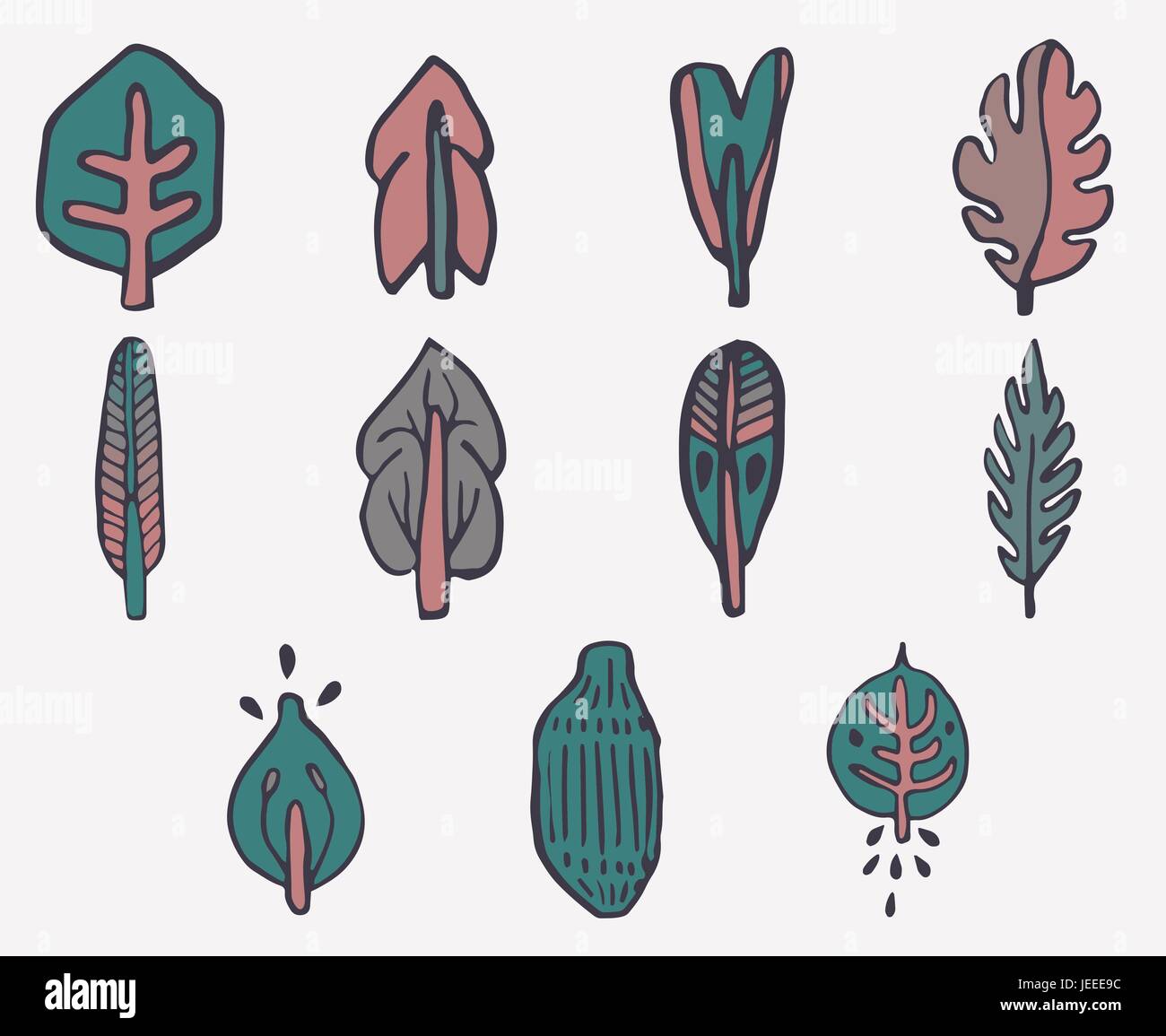 Vector icon set of leaves Stock Vector Image & Art - Alamy