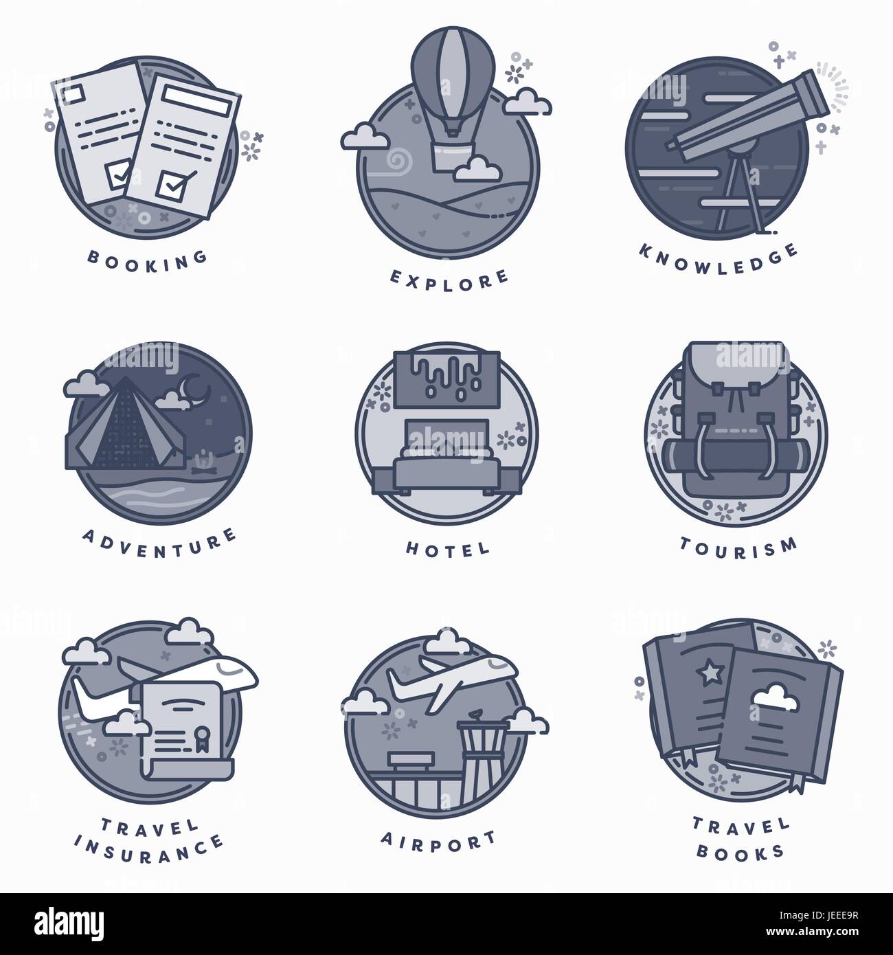 Vector icon set of travel Stock Vector Image & Art - Alamy
