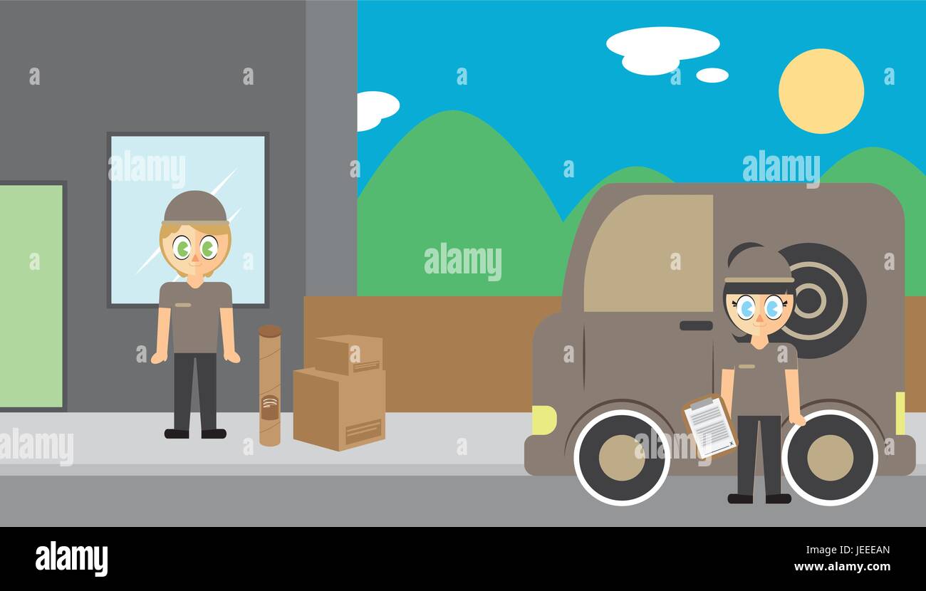Vector set of delivery man Stock Vector