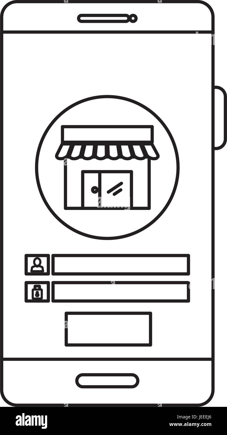 smartphone device with ecommerce app isolated icon vector illustration ...