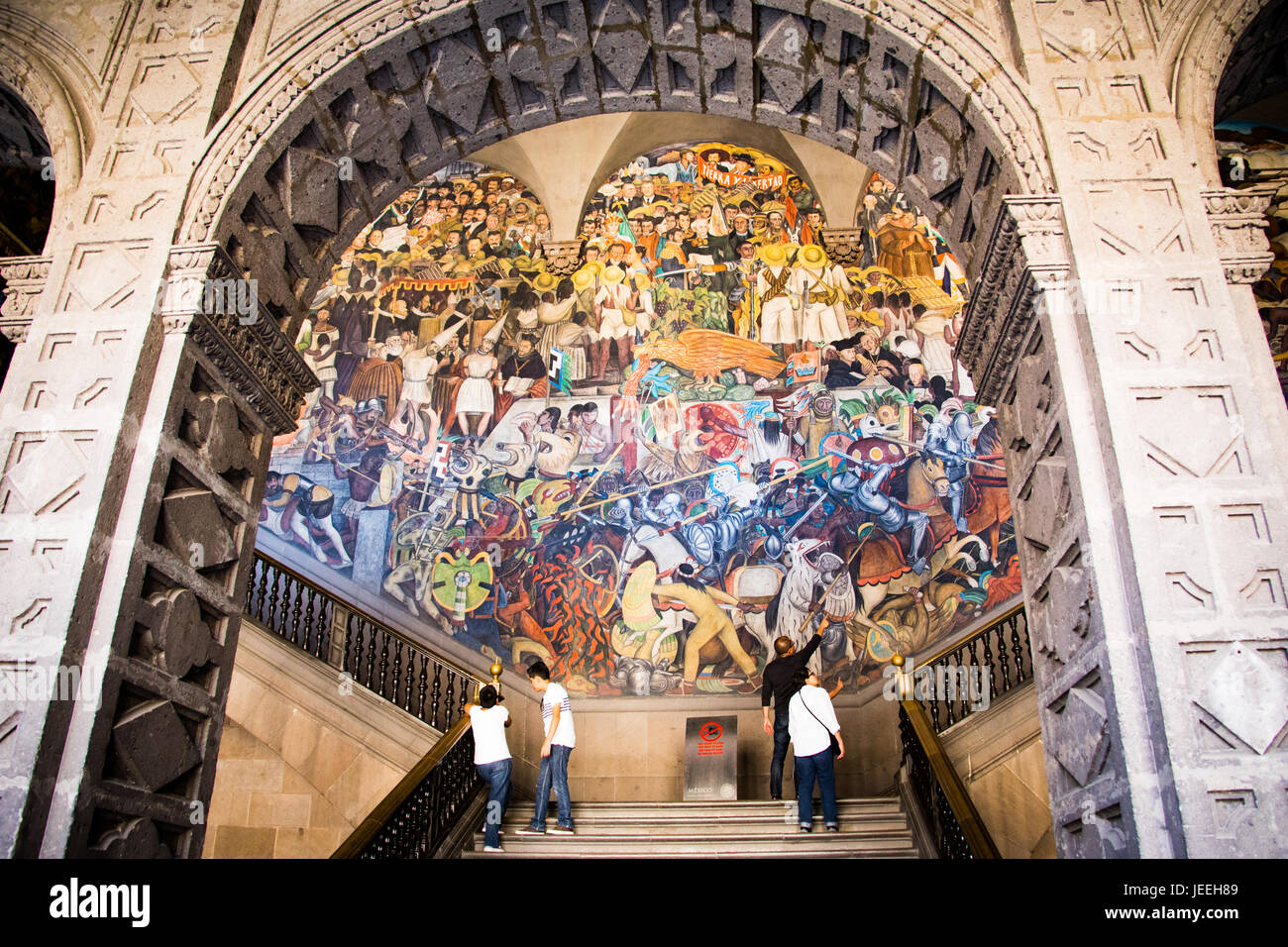 Diego Rivera's monumental stairway mural, National Palace, Palacio Nacional, Mexico City, Mexico Stock Photo