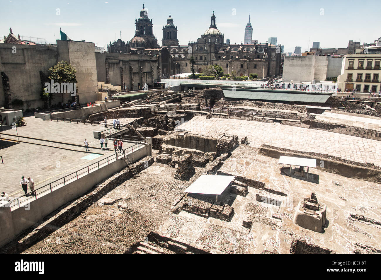 Templo Mayor, Aztec ruins in Mexico City, Mexico Stock Photo