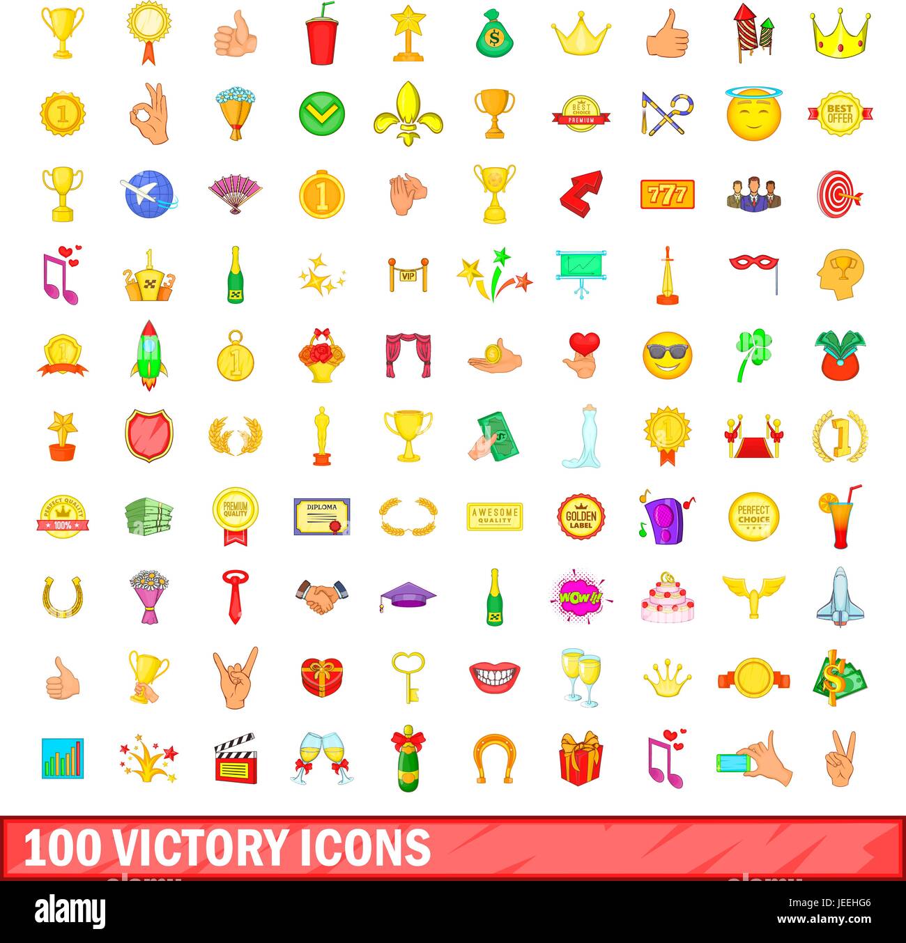 100 victory icons set, cartoon style Stock Vector Image & Art - Alamy