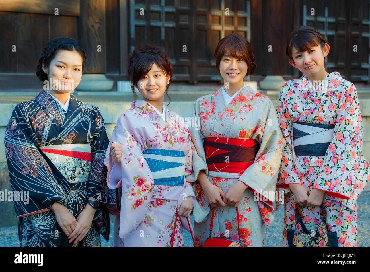 Unidentified Japanese ladies with Kimono dress, Japanese traditional c Stock Photo
