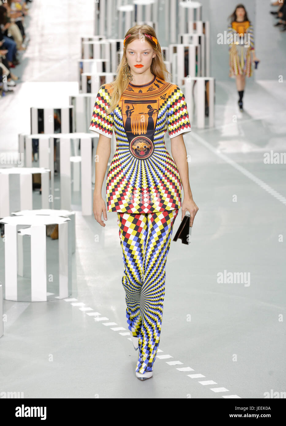 Mary Katrantzou SS17 at London Fashion Week presented a catwalk with  psychedelic prints and Ancient Egyptian-inspired motifs at Soho Brewer  street Stock Photo - Alamy