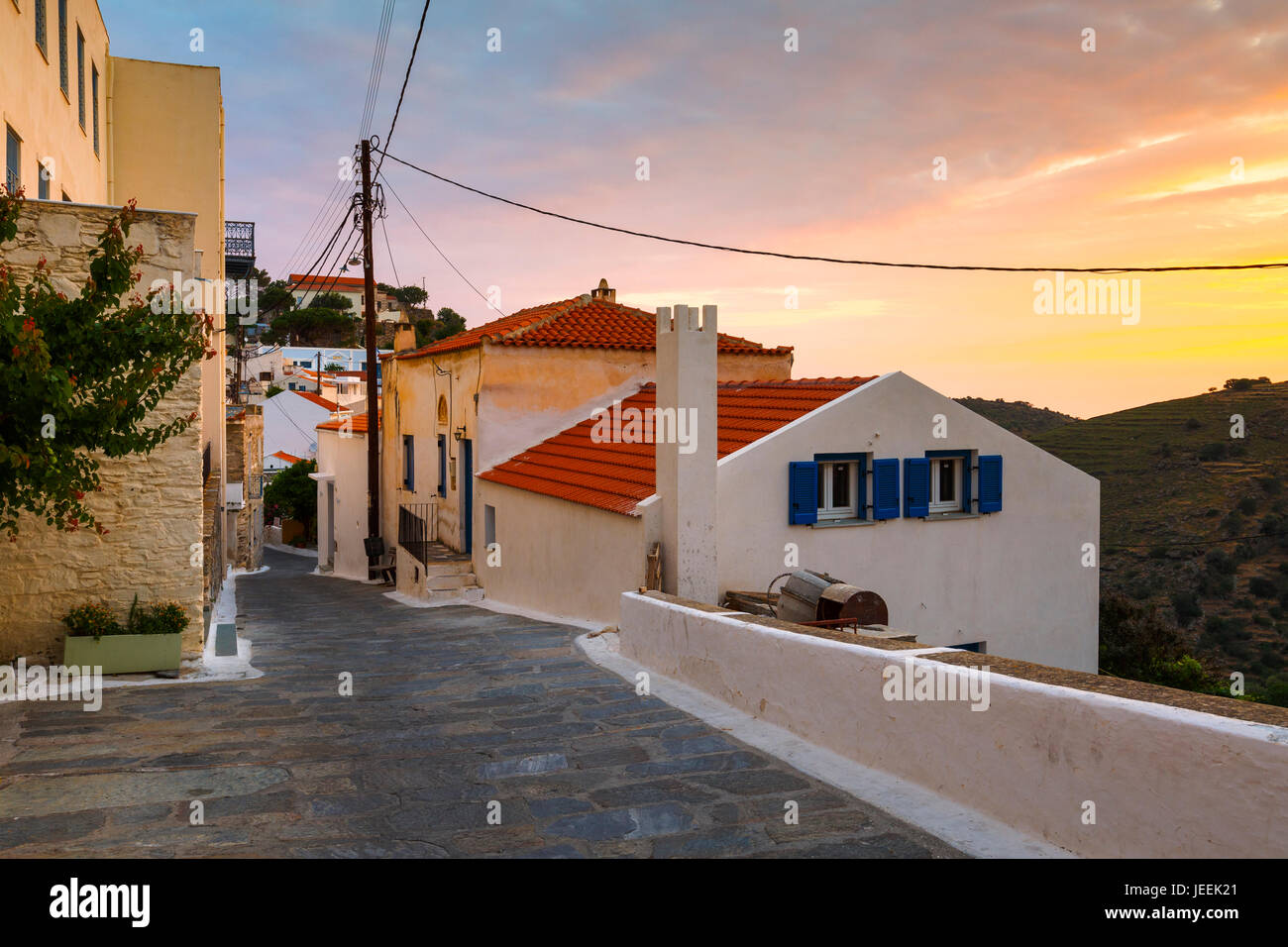 View of Ioulida village on Kea island in Greece. Stock Photo