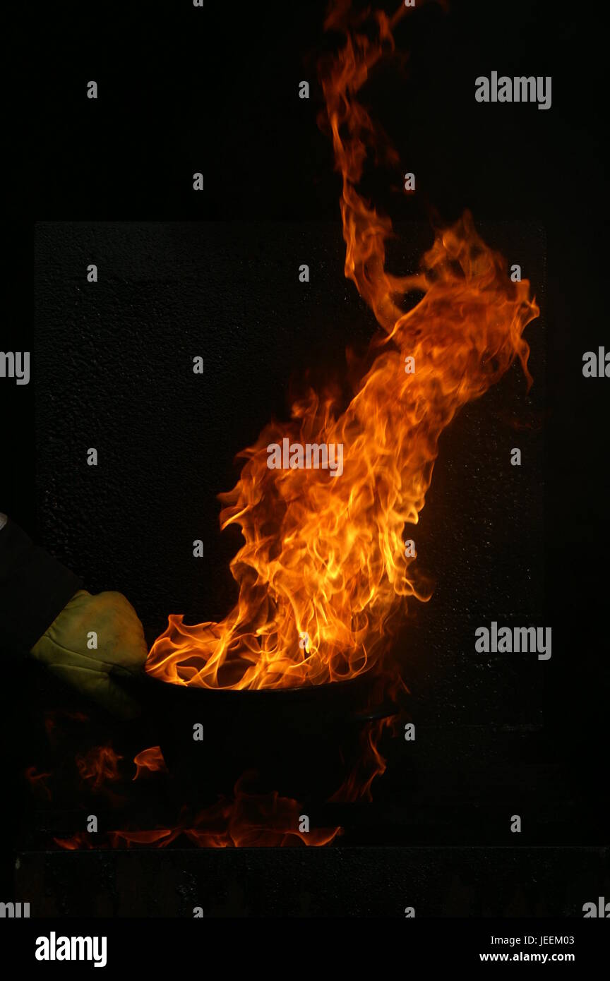 cooking fire, chip pan on fire Stock Photo Alamy