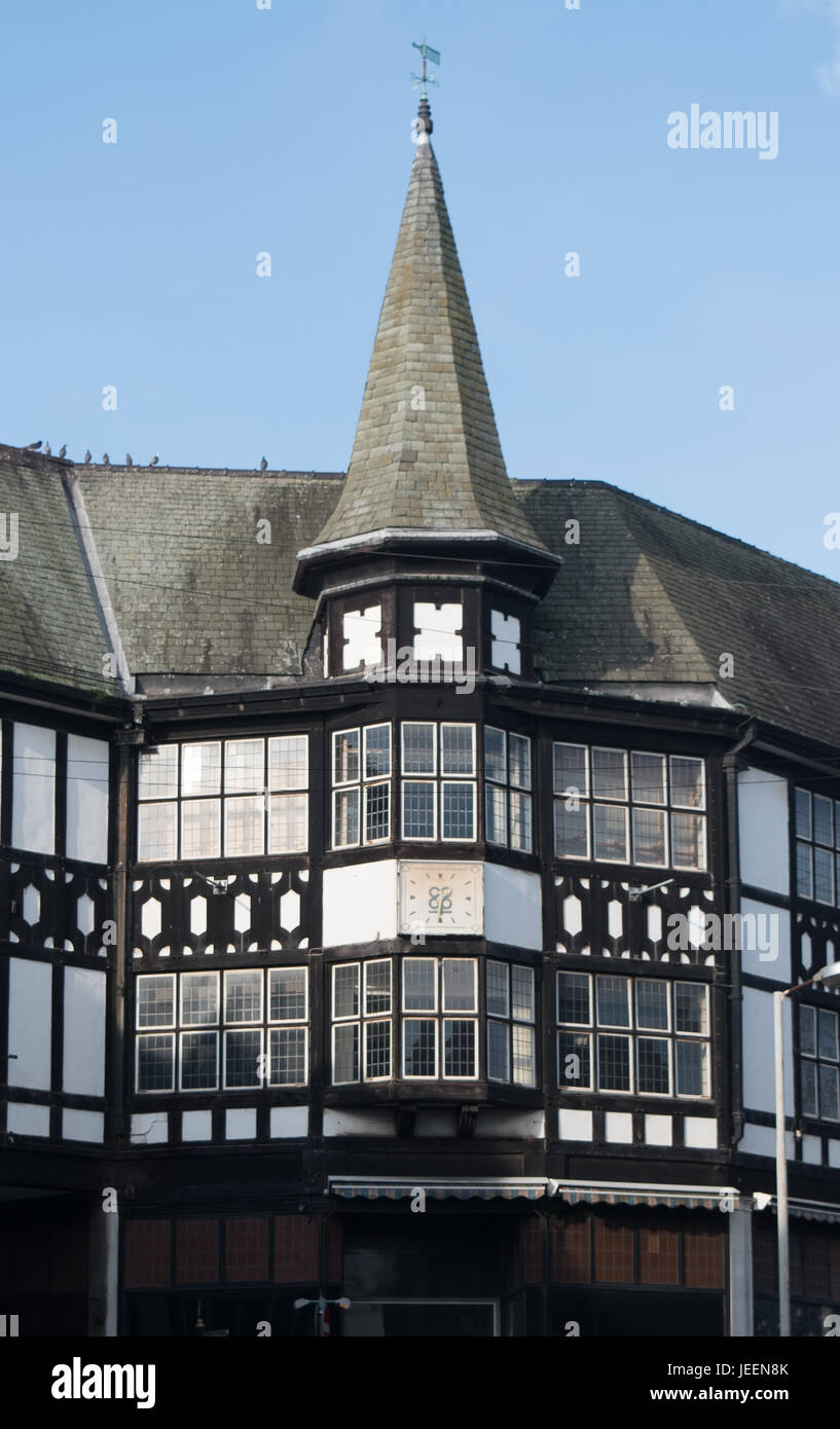 Mock Tudor building formerly the Chesterfield Cooperative Society Store in Chesterfield Town Centre. Stock Photo