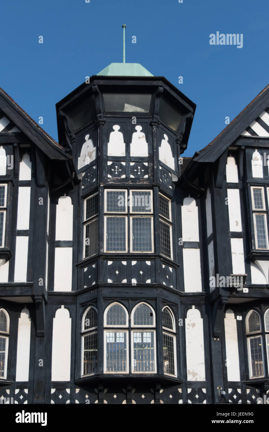 Old Black and White building in Mock Tudor Style known as the Victoria Centre in Chesterfield Derbyshire. Stock Photo