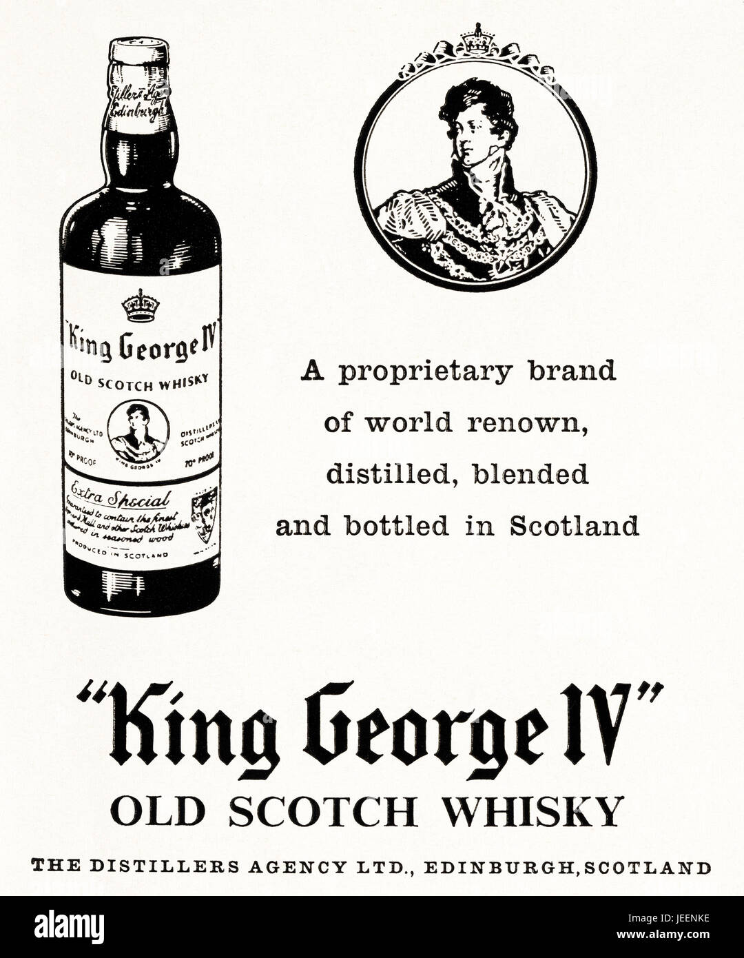 1960s advertisement advertising King George IV old scotch whisky of Edinburgh Scotland UK in magazine dated 5th December 1960 Stock Photo