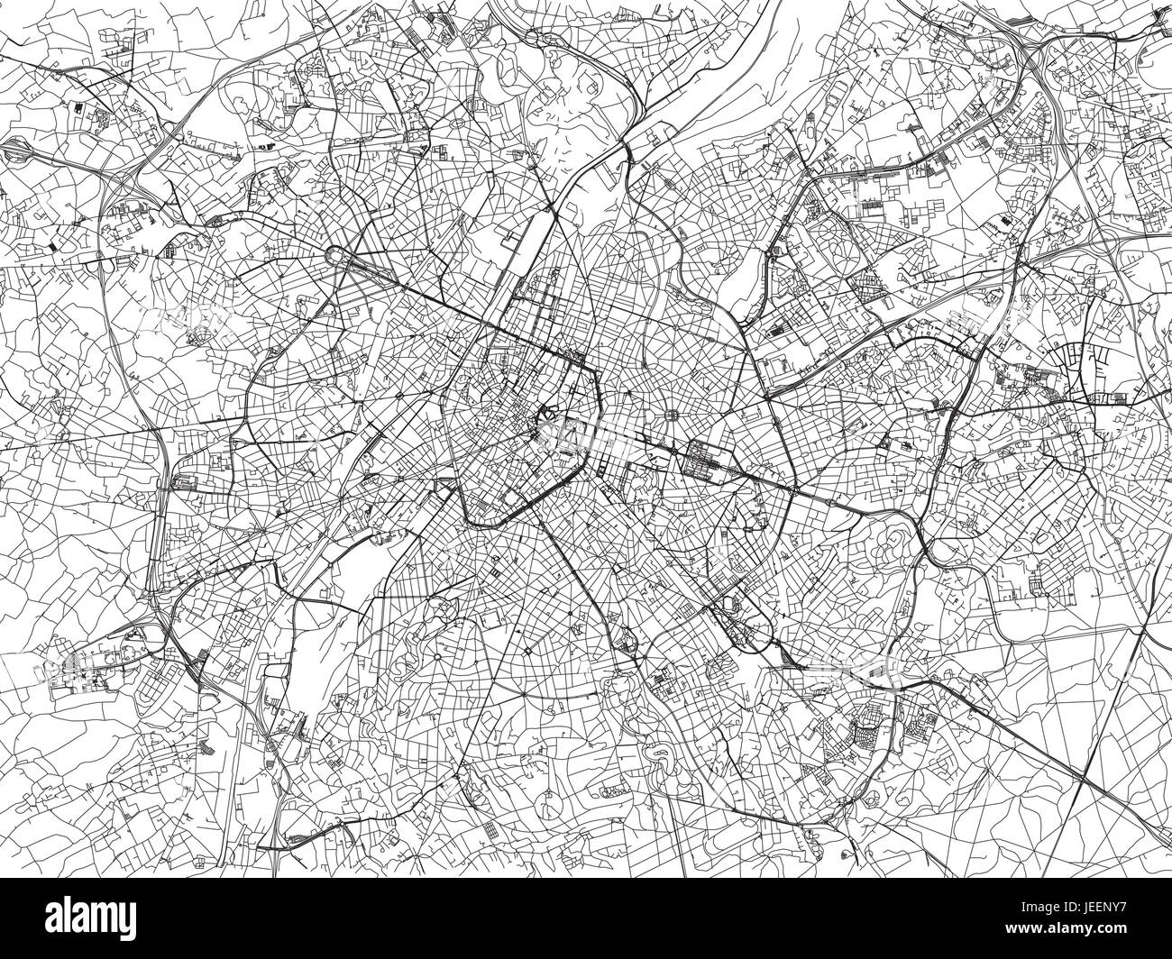 Bruxelles map, satellite view, Belgium Stock Vector