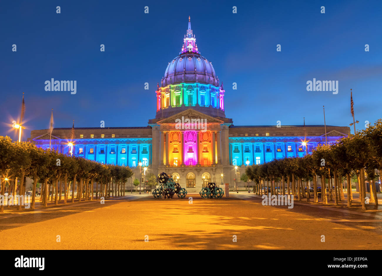 San Francisco City Hall lights up rainbow colors to celebrate the LGBT