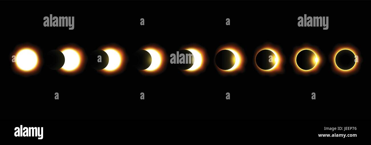 Different phases of solar and lunar eclipse . Vector Stock Vector Image ...