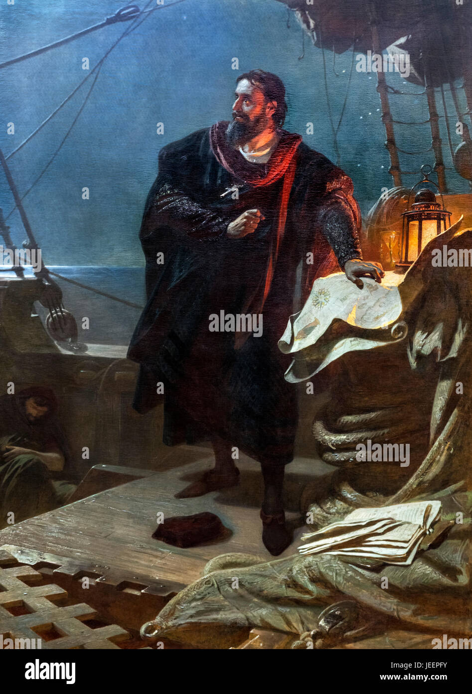 Christopher Columbus, painting by Carl Theodor von Piloty, 1865. Stock Photo