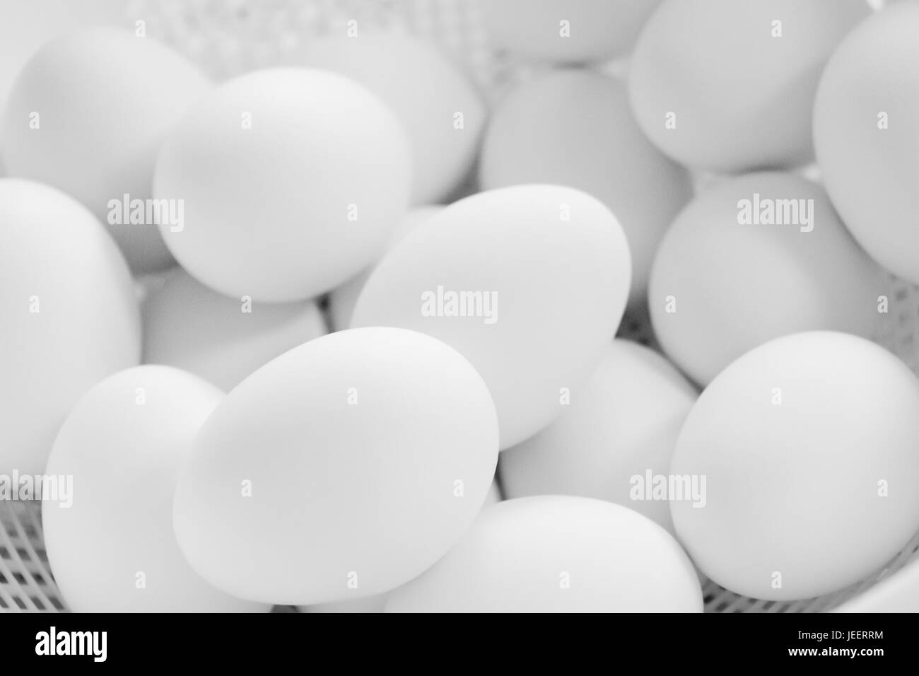 CloseUp Basket of White Eggs Stock Photo Alamy