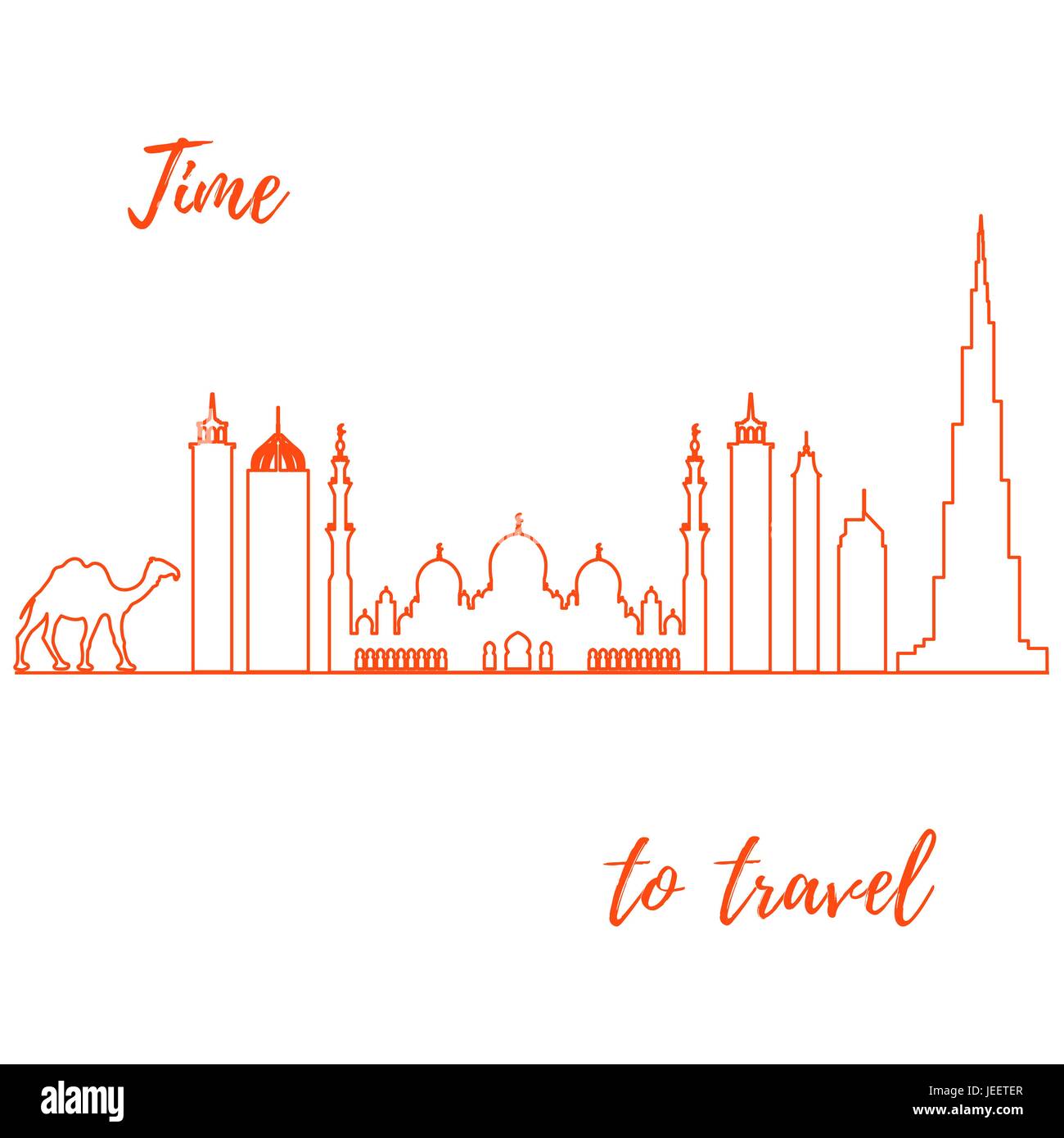 Vector illustration of United Arab Emirates skyscrapers silhouette and