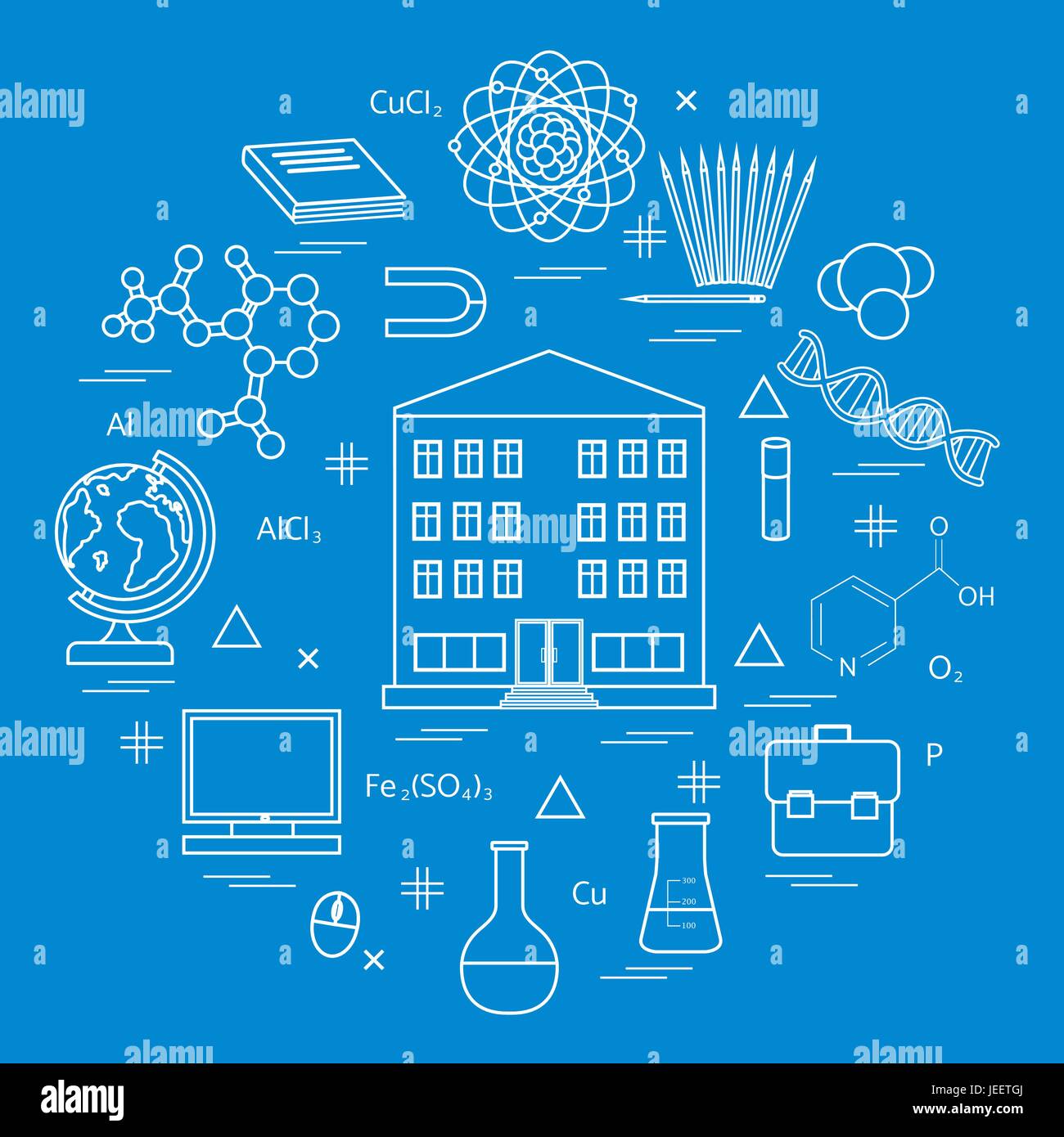 Vector illustration of variety scientific, education elements in a