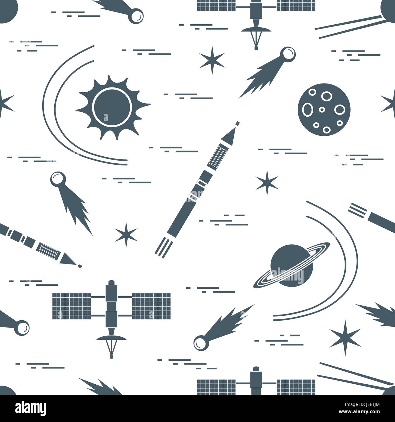 Seamless pattern with variety space exploration elements. Design for ...