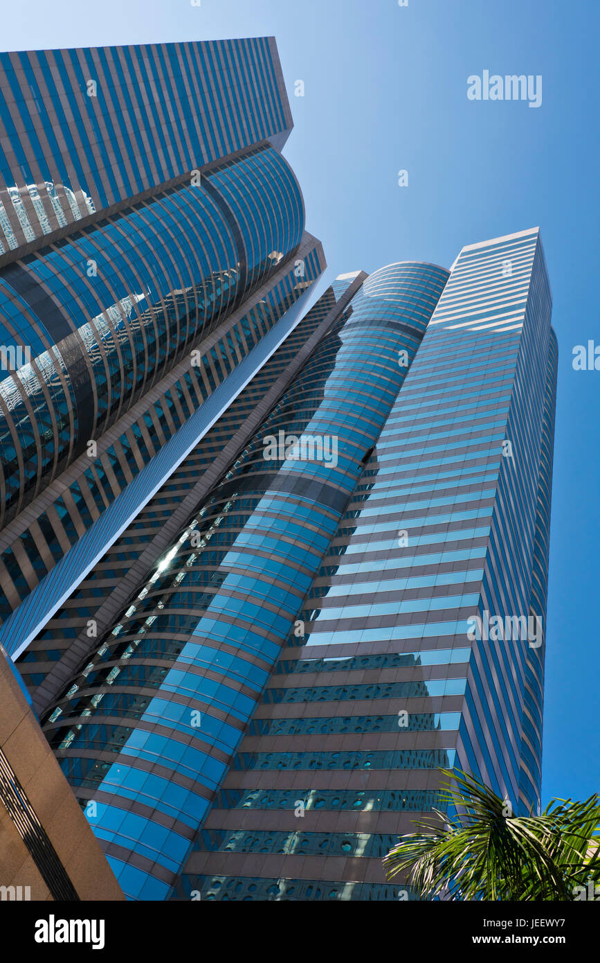 Vertical view of Exchange Square buildings in Hong Kong, China. Stock Photo